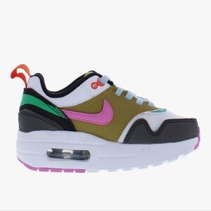 Nike Easy On Toddler Air Max 1 SE Black Pink Green White Sneakers, 9C